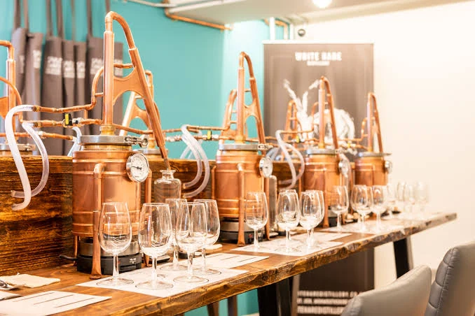 Copper stills used for White Hare masterclasses